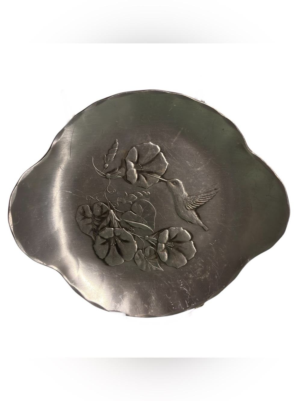 VTG Wendell August Forge Hammered Aluminum Hummingbird Morning Glory Tray